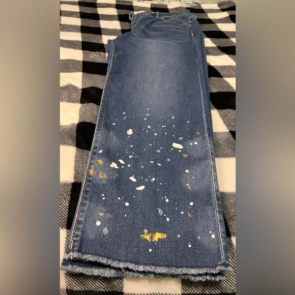 LOGO by LORI GOLDSTEIN NEW Women’s Paint Splatter Boyfriend Jeans size 16 - Picture 3 of 8